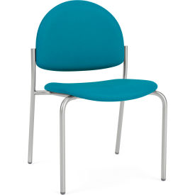 Lesro Chat Armless Guest Chair Silver Frame Open House Waterfall Fabric 