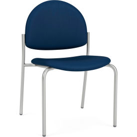 Lesro Chat Armless Guest Chair Silver Frame Patriot Plus Imperial Blue Vinyl 