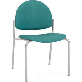 Lesro Chat Armless Guest Chair Silver Frame Patriot Plus Sea Vinyl 
