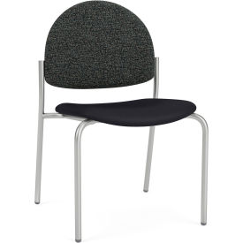 Lesro Chat Armless Guest Chair Silver Frame Connelly Crow Fabric Back Patriot Plus Black Seat 