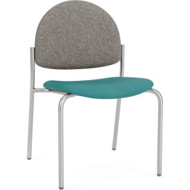 Lesro Chat Armless Guest Chair Silver Frame Connelly Dove Back Patriot Plus Sea Vinyl Seat 