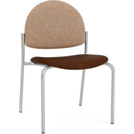 Lesro Chat Armless Guest Chair Silver Frame Connelly Wren Back Patriot Plus Mocha Vinyl Seat 