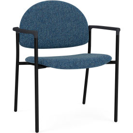 Lesro Chat Wide Guest Chair Black Frame Onyx Black Armrests Connelly Blue Jay Fabric 