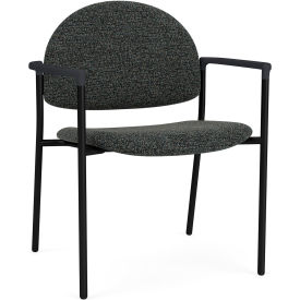 Lesro Chat Wide Guest Chair Black Frame Onyx Black Armrests Connelly Crow Fabric 