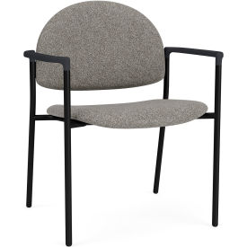 Lesro Chat Wide Guest Chair Black Frame Onyx Black Armrests Connelly Dove Fabric 