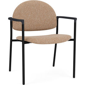Lesro Chat Wide Guest Chair Black Frame Onyx Black Armrests Connelly Wren Fabric 