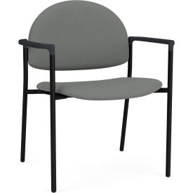Lesro Chat Wide Guest Chair Black Frame Onyx Black Armrests Open House Asteroid Fabric 
