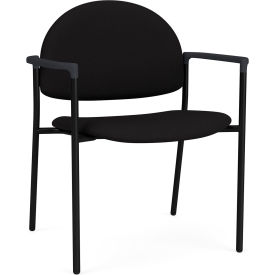 Lesro Chat Wide Guest Chair Black Frame Onyx Black Armrests Open House Black Fabric 