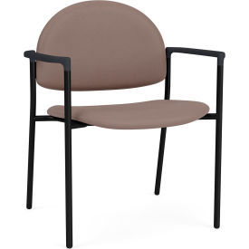 Lesro Chat Wide Guest Chair Black Frame Onyx Black Armrests Open House Goose Fabric 
