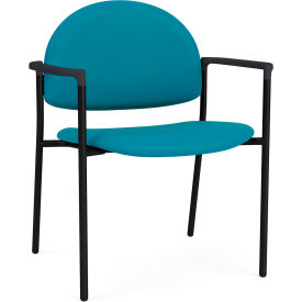 Lesro Chat Wide Guest Chair Black Frame Onyx Black Armrests Open House Waterfall Fabric 