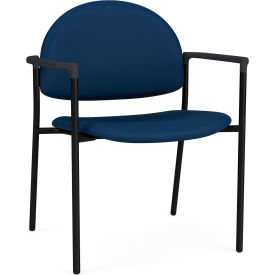 Lesro Chat Wide Guest Chair Black Frame Onyx Black Armrests Patriot Plus Imperial Blue Vinyl 