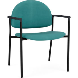 Lesro Chat Wide Guest Chair Black Frame Onyx Black Armrests Patriot Plus Sea Vinyl 