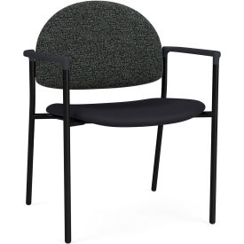 Lesro Chat Wide Guest Chair Black Frame Connelly Crow Fabric Back Patriot Plus Black Vinyl Seat 