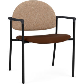 Lesro Chat Wide Guest Chair Black Frame Connelly Wren Back Patriot Plus Mocha Vinyl Seat 