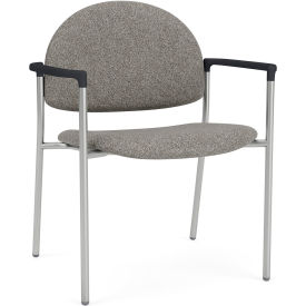 Lesro Chat Wide Guest Chair Silver Frame Onyx Black Armrests Connelly Dove Fabric 