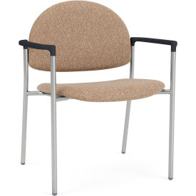 Lesro Chat Wide Guest Chair Silver Frame Onyx Black Armrests Connelly Wren Fabric 