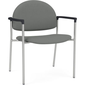 Lesro Chat Wide Guest Chair Silver Frame Onyx Black Armrests Open House Asteroid Fabric 