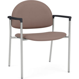 Lesro Chat Wide Guest Chair Silver Frame Onyx Black Armrests Open House Goose Fabric 
