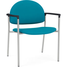 Lesro Chat Wide Guest Chair Silver Frame Onyx Black Armrests Open House Waterfall Fabric 