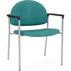 Lesro Chat Wide Guest Chair Silver Frame Onyx Black Armrests Patriot Plus Sea Vinyl 