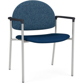 Lesro Chat Wide Guest Chair Silver Frame Connelly Blue Jay Back Patriot Plus Imperial Blue Seat 