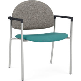 Lesro Chat Wide Guest Chair Silver Frame Connelly Dove Back Patriot Plus Sea Vinyl Seat 