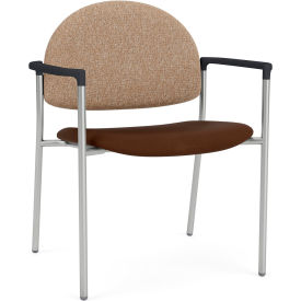 Lesro Chat Wide Guest Chair Silver Frame Connelly Wren Back Patriot Plus Mocha Vinyl Seat 