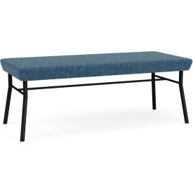 Lesro Chat 2 Seat Rectangular Reception Bench Black Frame Connelly Blue Jay Fabric 