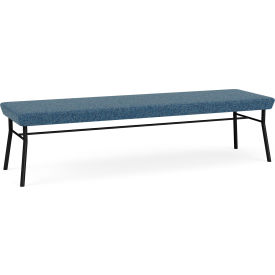 Lesro Chat 3 Seat Rectangular Reception Bench Black Frame Connelly Blue Jay Fabric 
