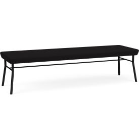 Lesro Chat 3 Seat Rectangular Reception Bench Black Frame Open House Black Fabric 