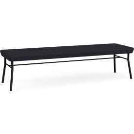 Lesro Chat 3 Seat Rectangular Reception Bench Black Frame Patriot Plus Black Vinyl 