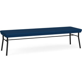 Lesro Chat 3 Seat Rectangular Reception Bench Black Frame Patriot Plus Imperial Blue Vinyl 