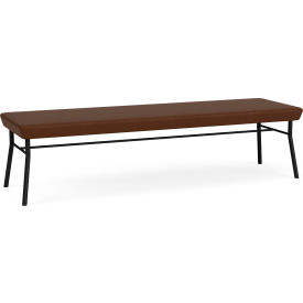 Lesro Chat 3 Seat Rectangular Reception Bench Black Frame Patriot Plus Mocha Vinyl 