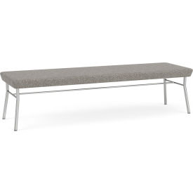 Lesro Chat 3 Seat Rectangular Reception Bench Silver Frame Connelly Dove Fabric 