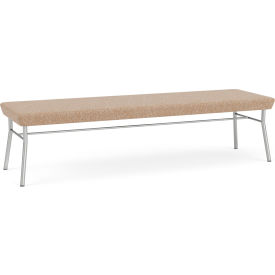 Lesro Chat 3 Seat Rectangular Reception Bench Silver Frame Connelly Wren Fabric 