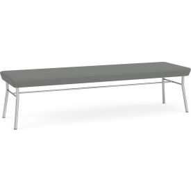 Lesro Chat 3 Seat Rectangular Reception Bench Silver Frame Open House Asteroid Fabric 
