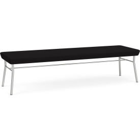 Lesro Chat 3 Seat Rectangular Reception Bench Silver Frame Open House Black Fabric 