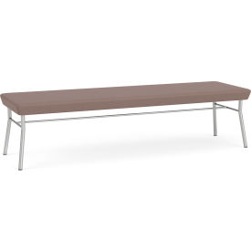 Lesro Chat 3 Seat Rectangular Reception Bench Silver Frame Open House Goose Fabric 