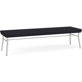 Lesro Chat 3 Seat Rectangular Reception Bench Silver Frame Patriot Plus Black Vinyl 