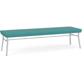Lesro Chat 3 Seat Rectangular Reception Bench Silver Frame Patriot Plus Sea Vinyl 