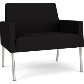 Lesro Mystic Lounge Bariatric Chair Silver Frame Open House Black Fabric 