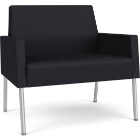 Lesro Mystic Lounge Bariatric Chair Silver Frame Patriot Plus Black Vinyl 