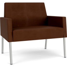 Lesro Mystic Lounge Bariatric Chair Silver Frame Patriot Plus Mocha Vinyl 