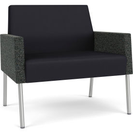 Lesro Mystic Lounge Bariatric Chair Silver Frame Patriot Plus Black Vinyl Back & Seat 