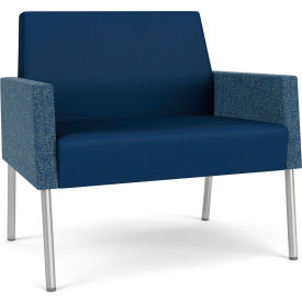 Lesro Mystic Lounge Bariatric Chair Silver Frame Patriot Plus Imperial Blue Vinyl Back & Seat 