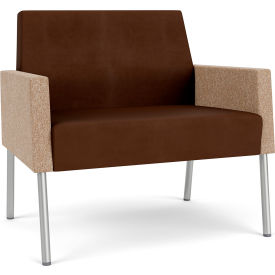 Lesro Mystic Lounge Bariatric Chair Silver Frame Patriot Plus Mocha Vinyl Back & Seat 