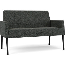 Lesro Mystic Lounge Reception Loveseat Black Frame Connelly Crow Fabric 