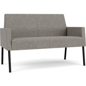Lesro Mystic Lounge Reception Loveseat Black Frame Connelly Dove Fabric 