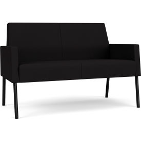 Lesro Mystic Lounge Reception Loveseat Black Frame Open House Black Fabric 