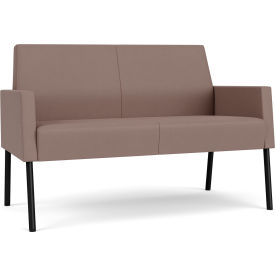Lesro Mystic Lounge Reception Loveseat Black Frame Open House Goose Fabric 